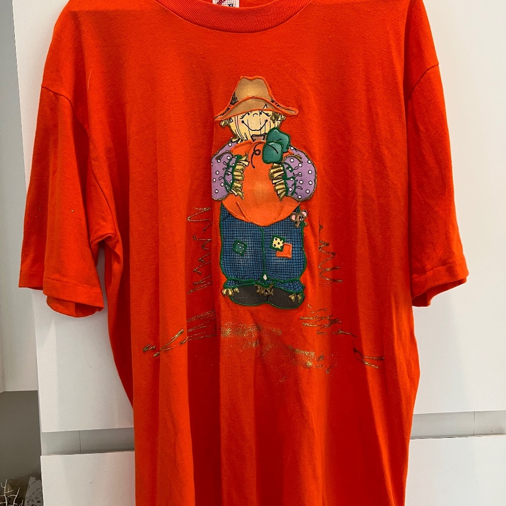 Thanksgiving Fall Scarecrow painted Orange XL Tee-Shirt